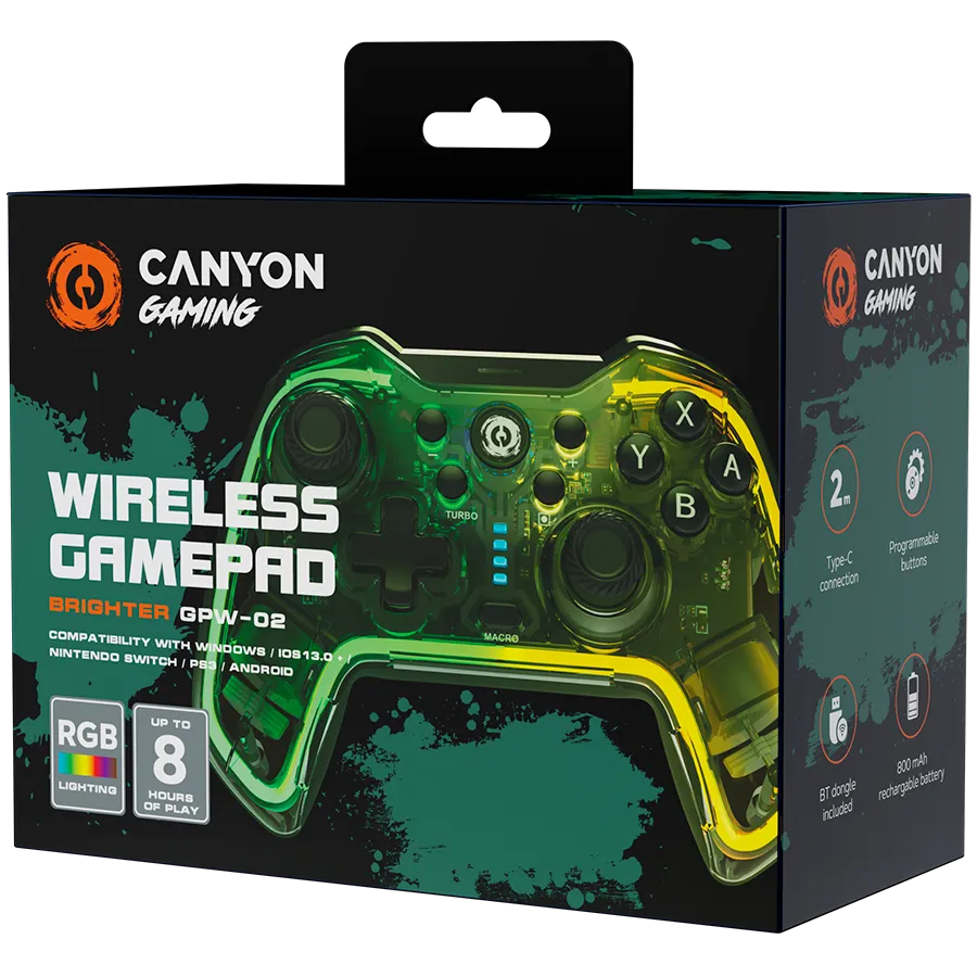 CANYON gamepad Brighter GPW-02 BT+Dongle Wireless Crystal Slika 5