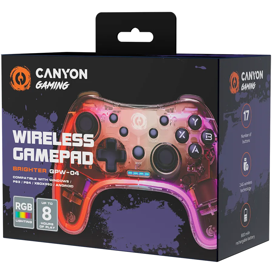 CANYON gamepad Brighter GPW-04 Dongle Wireless Crystal Slika 5