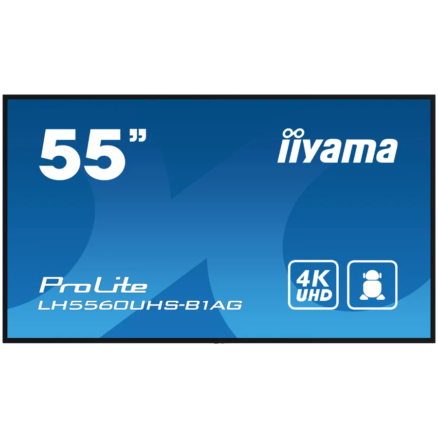 Iiyama ProLite LH5560UHS-B1AG55" Diagonal Class (54.6" viewable) LED-backlit LCD display digital signage with built-in SoC media player 4K UHD (2160p) 3840 x 2160 edge-lit black matte finish LH5560UHS-B1AG Slika 1