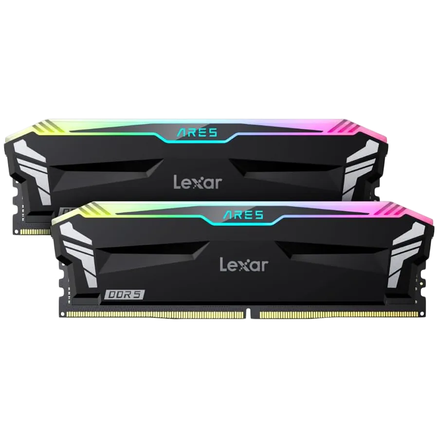 Lexar Ares DDR5 (2X16GB) 6400 CL32 1.4V Memory with heatsink and RGB lighting,Dual pack, Black Color Slika 1