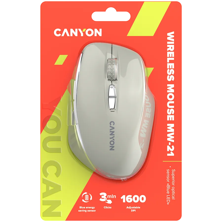 CANYON mouse MW-21 BlueLED 7buttons Wireless Cosmic Latte Slika 6