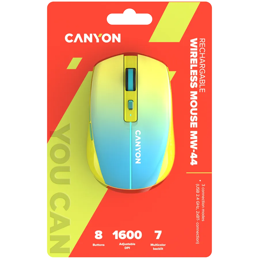 CANYON mouse MW-44  Wireless Charge Yellow Blue Slika 6