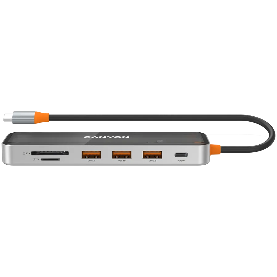 CANYON hub DS-13 7in1 4k USB-C Transparent Space Grey Slika 4