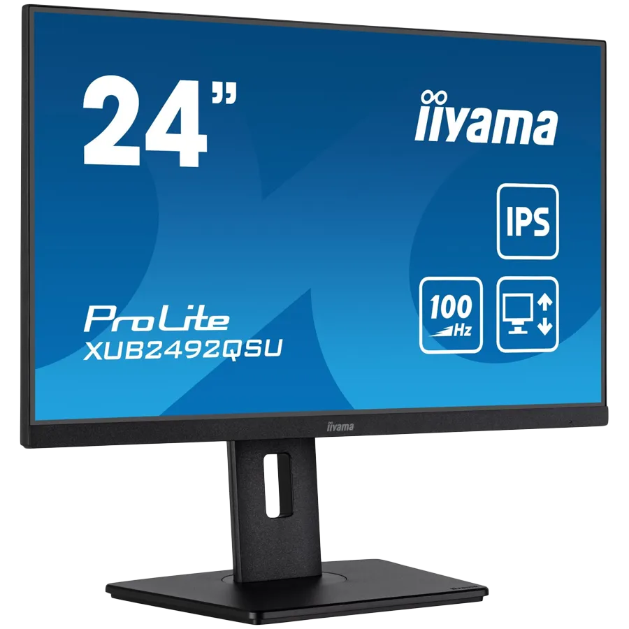 IIYAMA Monitor LED XUB2492QSU-B1 23.8" IPS 2560 x 1440 @100Hz 300 cd/m² 1000:1 0.5ms HDMI DP USB-Hub 	height, swivel, tilt, pivot (rotation both sides) 3y Slika 2