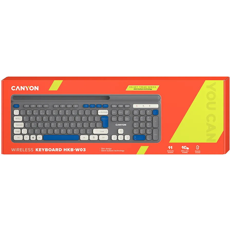 CANYON keyboard HKB-W03 EN AAA Wireless Grey Slika 8