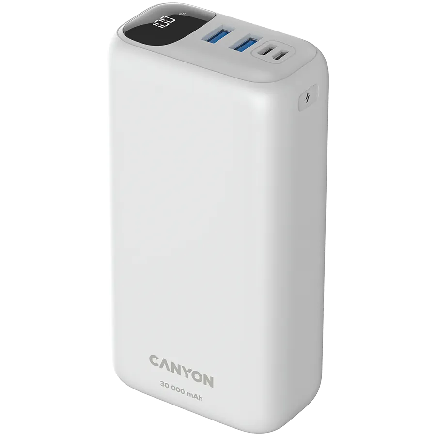 CANYON power bank PB-301 LED 30000 mAh PD 20W QC 3.0 White Slika 2