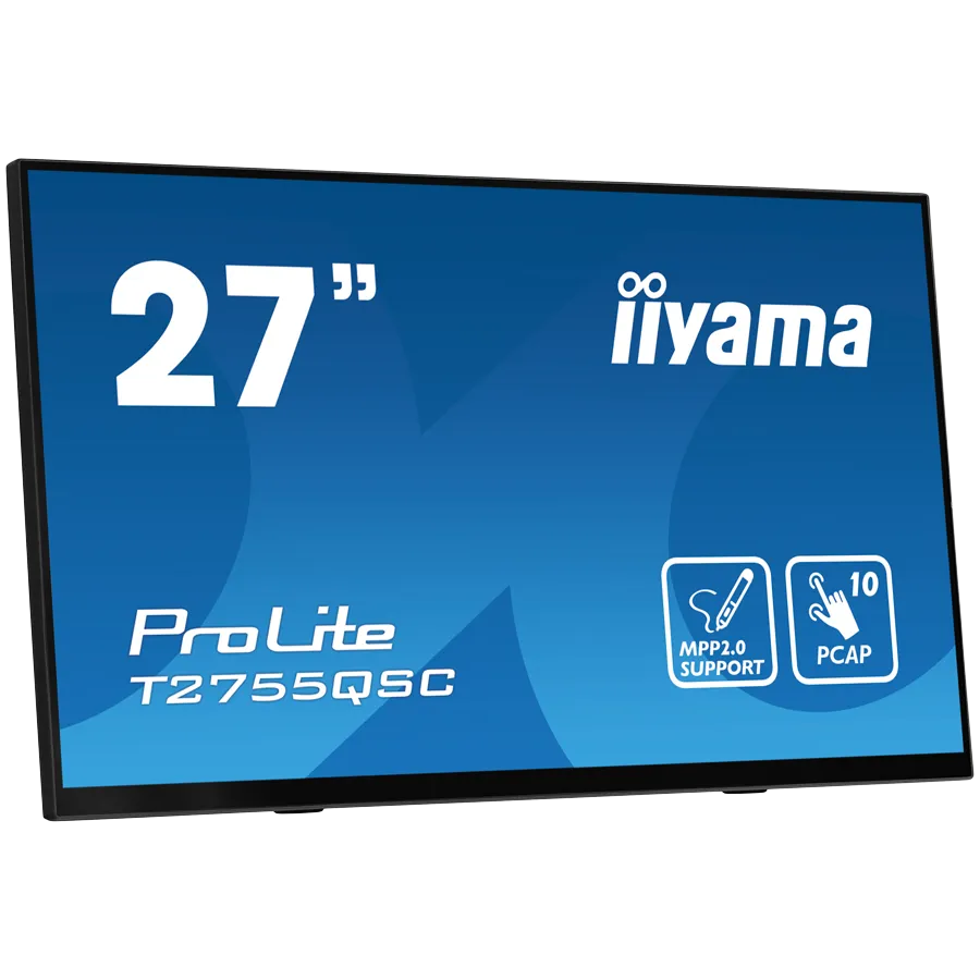 IIYAMA Monitor LED T2755QSC-B1  27” Optical Bonded PCAP 10pt IPS Edge to edge glass 2560 x 1440 @75Hz 400 cd/m² HDMI DP USB Hub Tilt angle	15° up; 70° down Slika 2