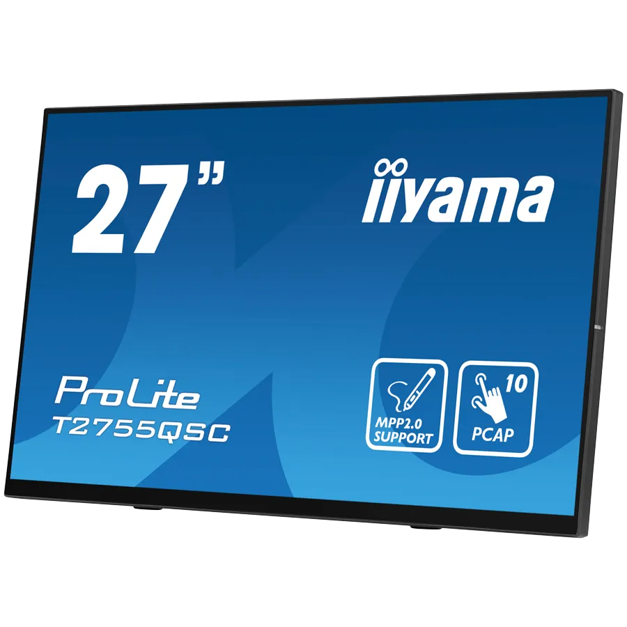 IIYAMA Monitor LED T2755QSC-B1  27” Optical Bonded PCAP 10pt IPS Edge to edge glass 2560 x 1440 @75Hz 400 cd/m² HDMI DP USB Hub Tilt angle	15° up; 70° down Slika 3