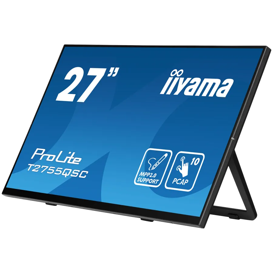 IIYAMA Monitor LED T2755QSC-B1  27” Optical Bonded PCAP 10pt IPS Edge to edge glass 2560 x 1440 @75Hz 400 cd/m² HDMI DP USB Hub Tilt angle	15° up; 70° down Slika 4