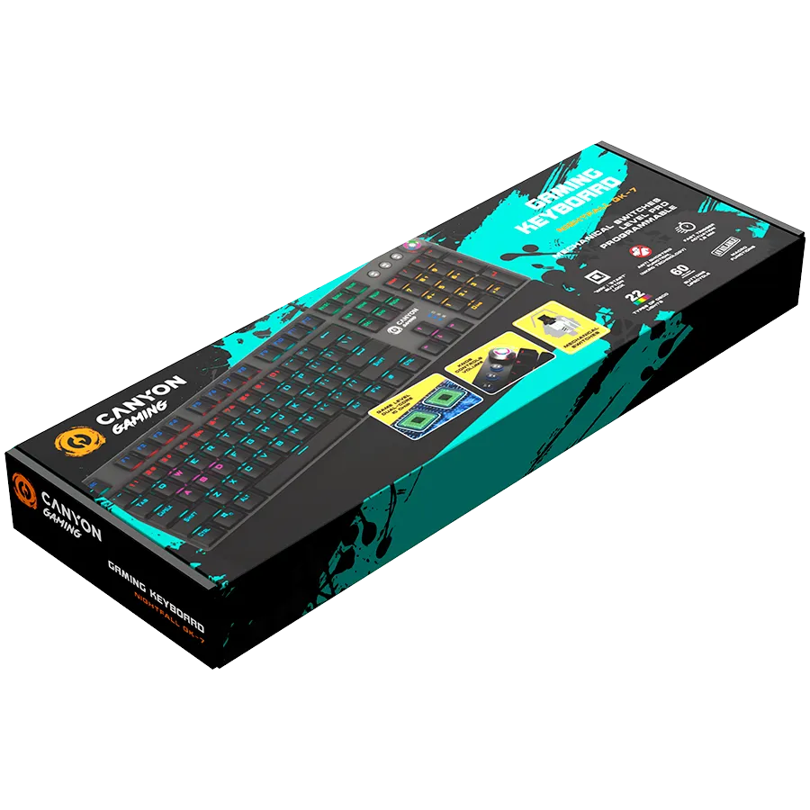 CANYON keyboard Nightfall GK-7 RGB US Wired Dark Grey Slika 3