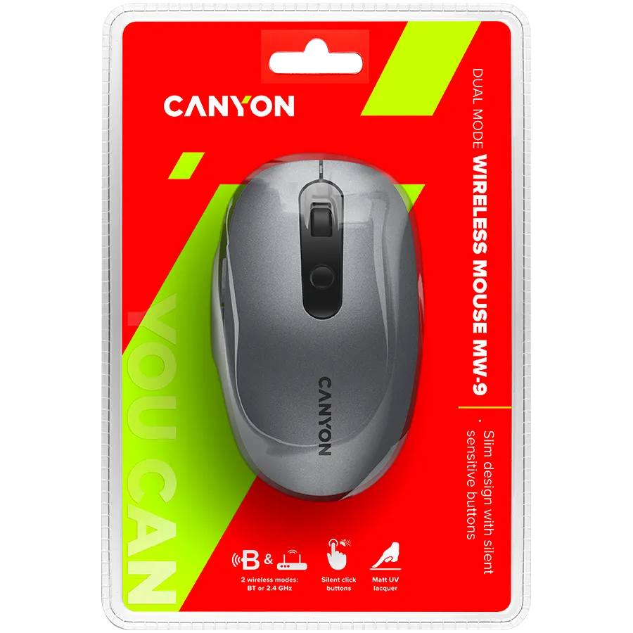 CANYON mouse MW-9 Dual-mode Wireless Grey Slika 5