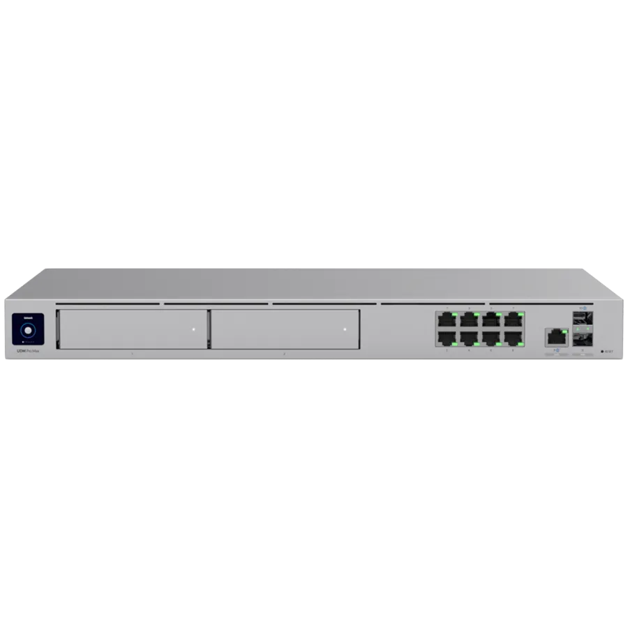 Ubiquiti rack-mount Cloud Gateway with 10 Gbps performance, multi-WAN load balancing, and two NVR drive bays designed for large-scale, multi-application UniFi sites Slika 1