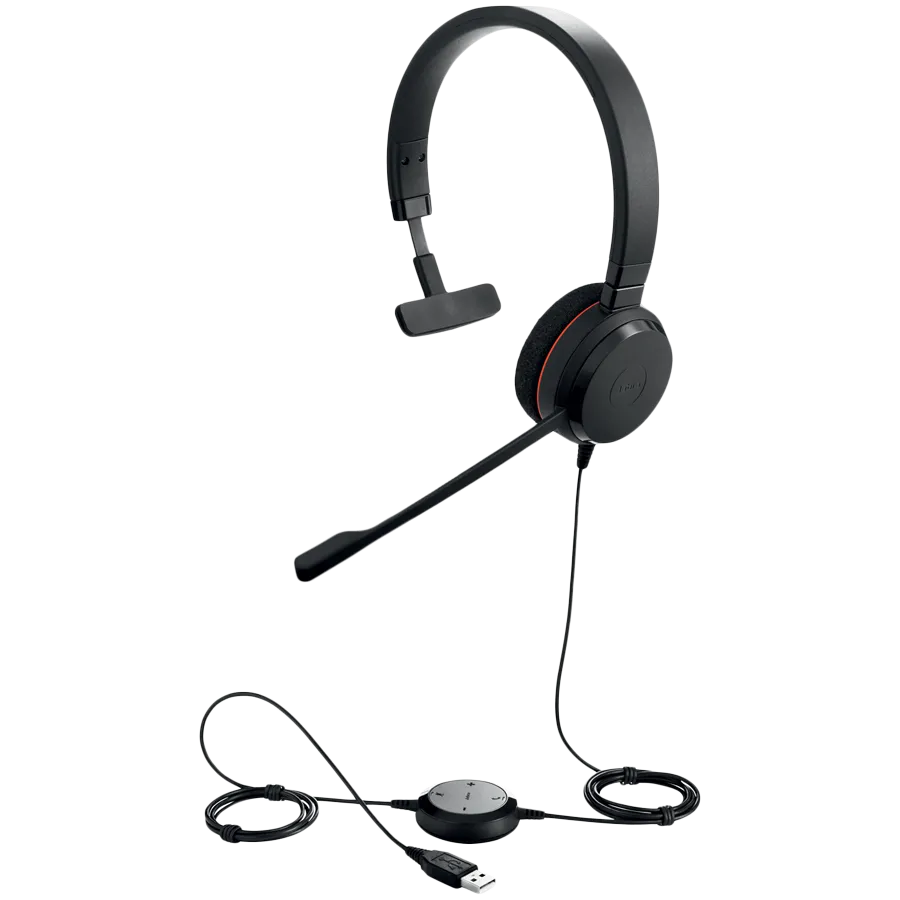 JABRA EVOLVE 20 MS Mono USB Headband, Noise cancelling,USB connector, with mute-button and volume control on the cord, with foam ear cushion, Microsoft optimized Slika 3