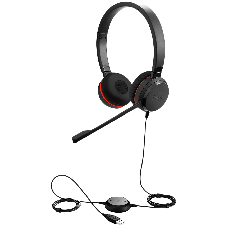 JABRA EVOLVE 20 MS Stereo USB Headband Special Edition Noise cancelling, USB connector, with mute-button and volume control on the cord, with leatherette ear cushion, Microsoft optimized Slika 4