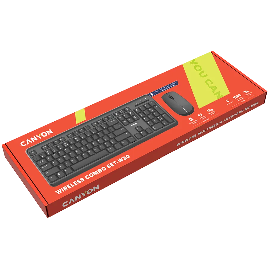 CANYON SET-W20 UK/US Keyboard+Mouse Velvet Wireless Black Slika 3