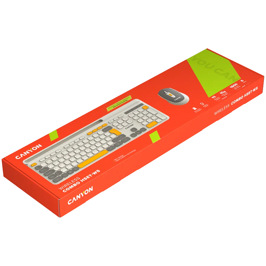 CANYON HSET-W5 EN/AD Keyboard+Mouse AAA+AA Wireless Beige Slika 7