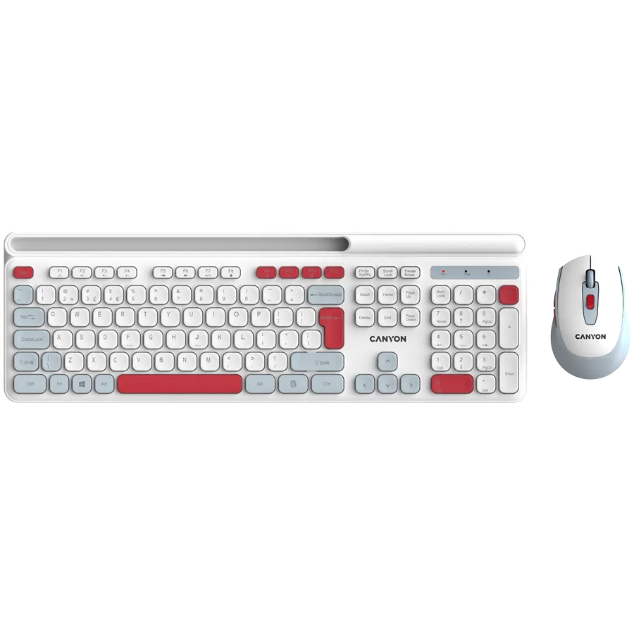 CANYON HSET-W5 EN/AD Keyboard+Mouse AAA+AA Wireless White Slika 1