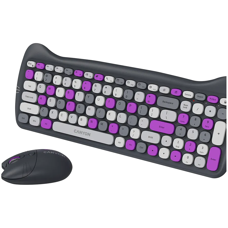 CANYON HSET-W6 EN/AD Keyboard+Mouse Kitty Edition AAA+АА Wireless Violet Slika 3