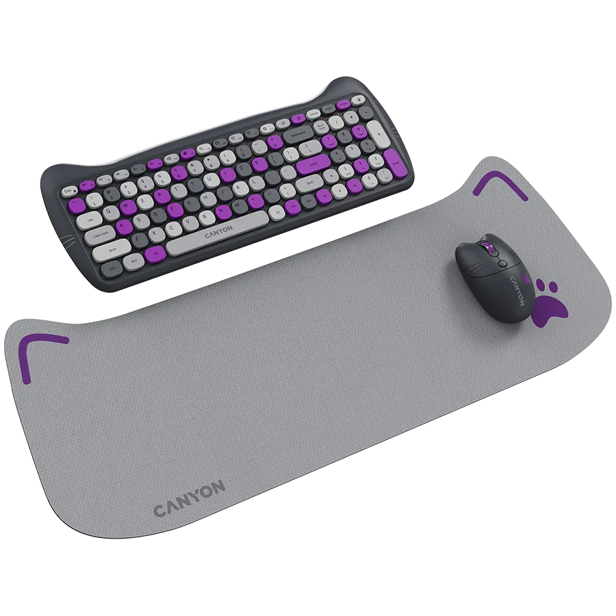 CANYON HSET-W6 EN/AD Keyboard+Mouse Kitty Edition AAA+АА Wireless Violet Slika 5