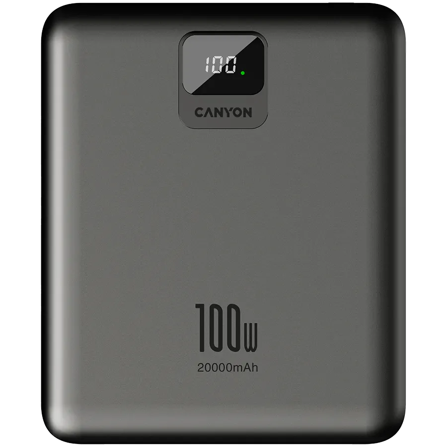 CANYON power bank PB-2008 LED FLAT 20000 mAh PD100W QC3.0 Dark Grey Slika 2