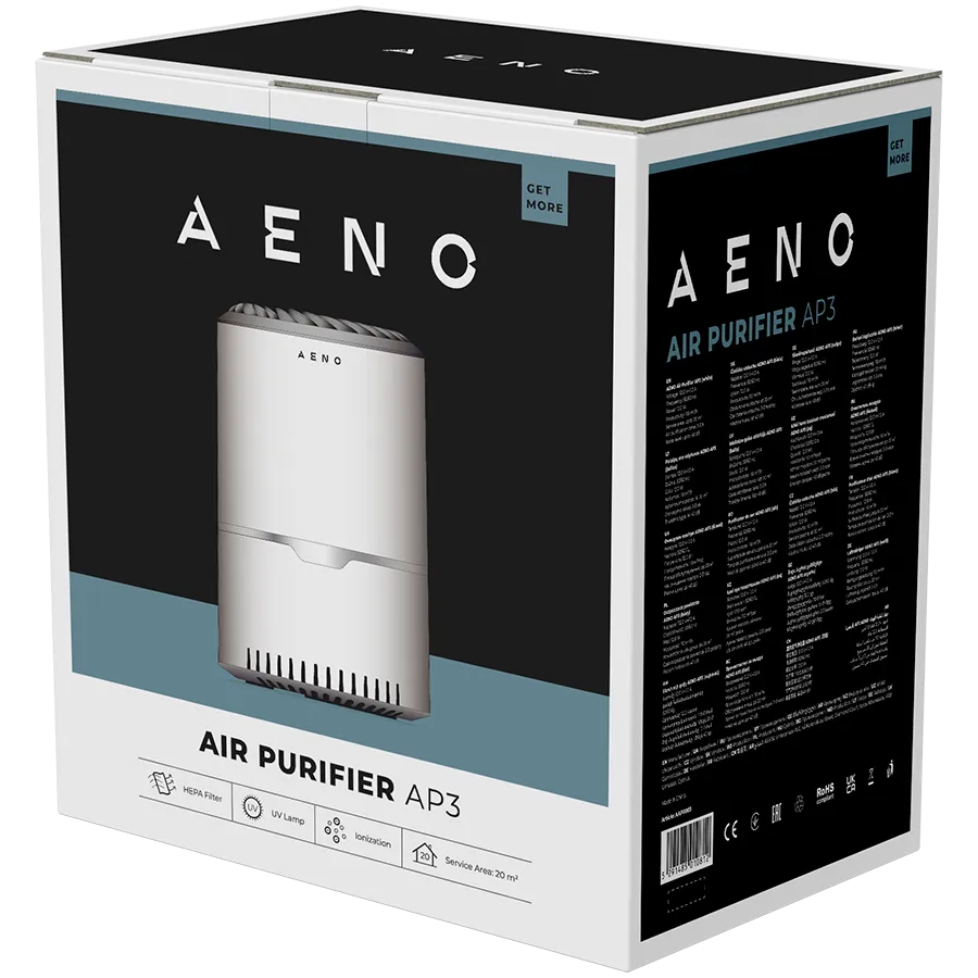 AENO Air Purifier AP3, UV lamp, ionization, CADR 160 m³/h , 30m2, carbon filter + Hepa H13 Slika 5