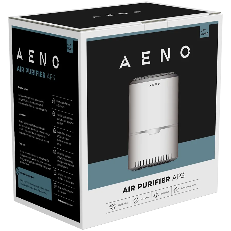 AENO Air Purifier AP3, UV lamp, ionization, CADR 160 m³/h , 30m2, carbon filter + Hepa H13 Slika 6