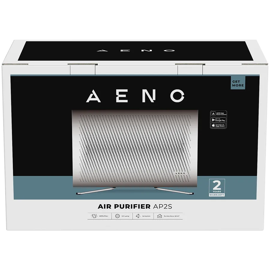 AENO Air Purifier AP2S, Wi-Fi, UV lamp, ionization, Tvoc sensor, CADR 420 m³/h, 50 m2, carbon filter + Hepa H13, wall mounting Slika 5