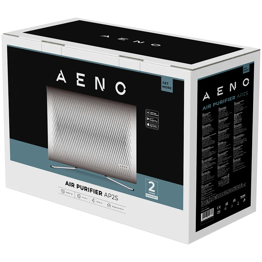 AENO Air Purifier AP2S, Wi-Fi, UV lamp, ionization, Tvoc sensor, CADR 420 m³/h, 50 m2, carbon filter + Hepa H13, wall mounting Slika 6