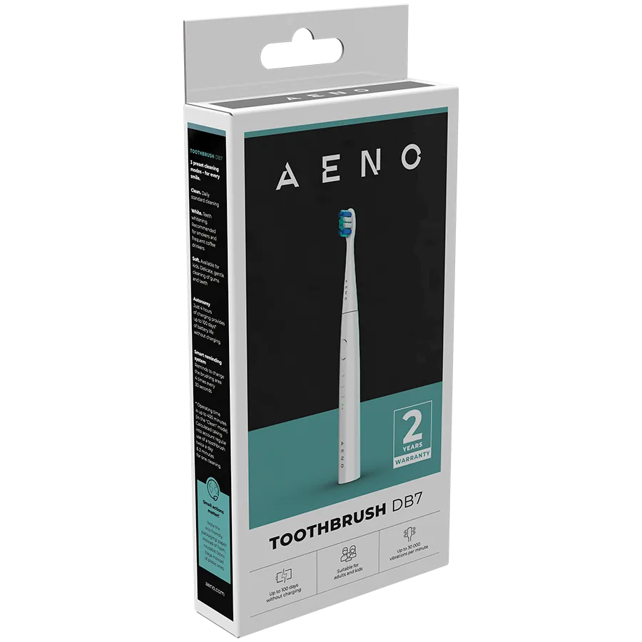 AENO Sonic Electric toothbrush, DB7: White, 3modes, 1 brush head + 2 stickers,  30000rpm, 100 days without charging, IPX7 Slika 7