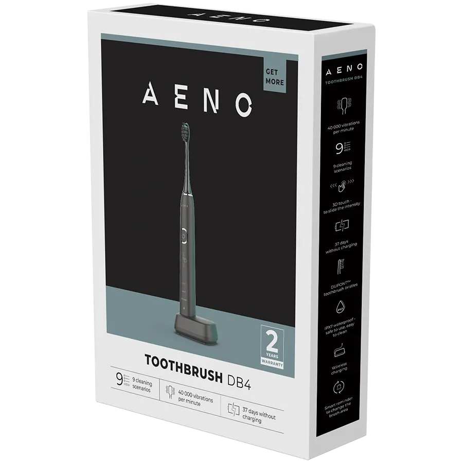 AENO Sonic Electric Toothbrush, DB4: Black, 9 scenarios, with 3D touch, wireless charging, 46000rpm, 40 days without charging, IPX7 Slika 9