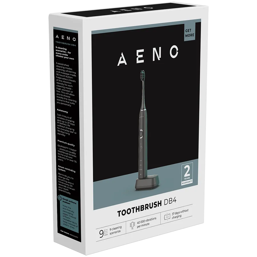 AENO Sonic Electric Toothbrush, DB4: Black, 9 scenarios, with 3D touch, wireless charging, 46000rpm, 40 days without charging, IPX7 Slika 10