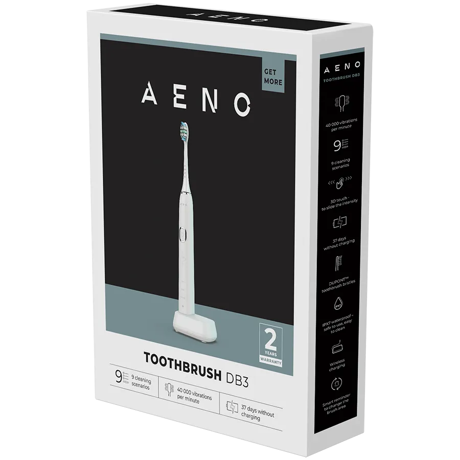 AENO Sonic Electric Toothbrush, DB3: White, 9 scenarios, with 3D touch, wireless charging, 46000rpm, 40 days without charging, IPX7 Slika 9