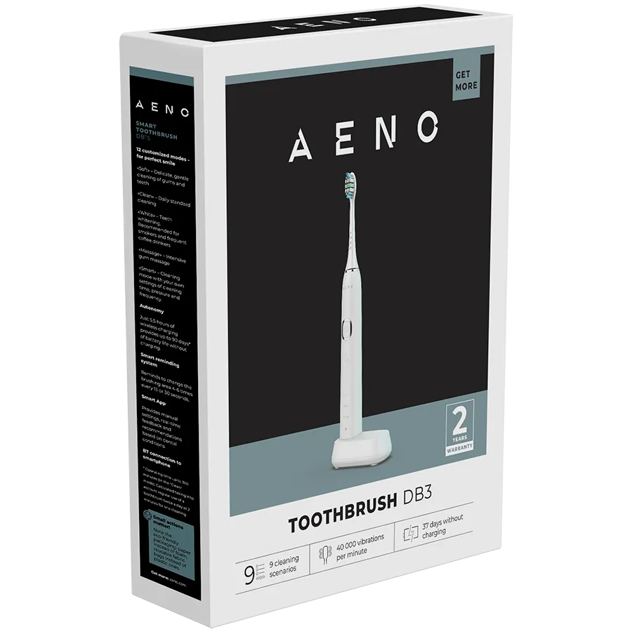 AENO Sonic Electric Toothbrush, DB3: White, 9 scenarios, with 3D touch, wireless charging, 46000rpm, 40 days without charging, IPX7 Slika 10