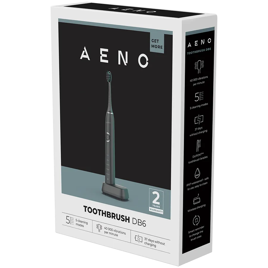 AENO Sonic Electric Toothbrush DB6: Black, 5 modes, wireless charging, 46000rpm, 40 days without charging, IPX7 Slika 9