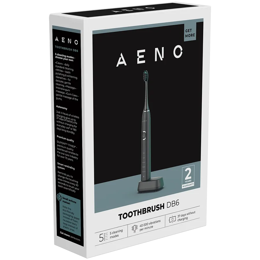 AENO Sonic Electric Toothbrush DB6: Black, 5 modes, wireless charging, 46000rpm, 40 days without charging, IPX7 Slika 10