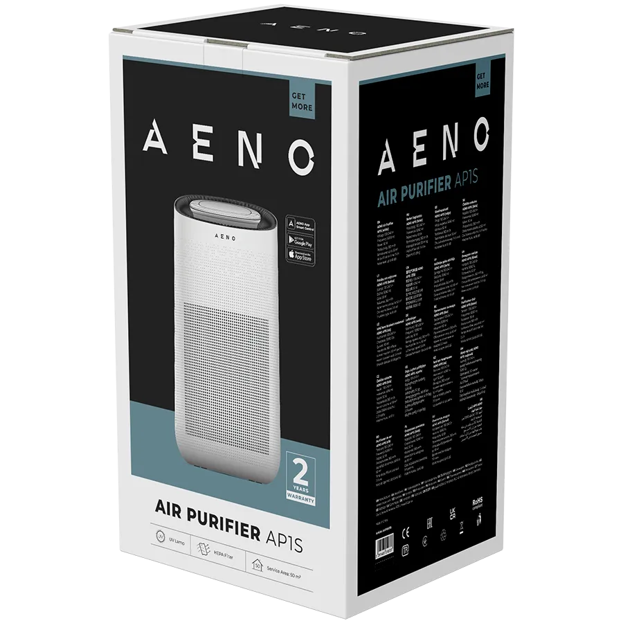 AENO Air Purifier AP1S, WiFi, UV lamp, CADR 450 m³/h, 60m2, carbon filter +Hepa H13 Slika 6