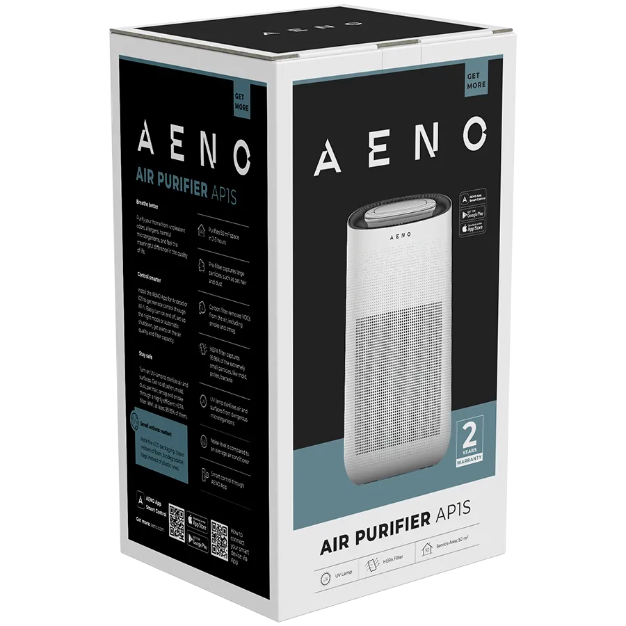 AENO Air Purifier AP1S, WiFi, UV lamp, CADR 450 m³/h, 60m2, carbon filter +Hepa H13 Slika 7