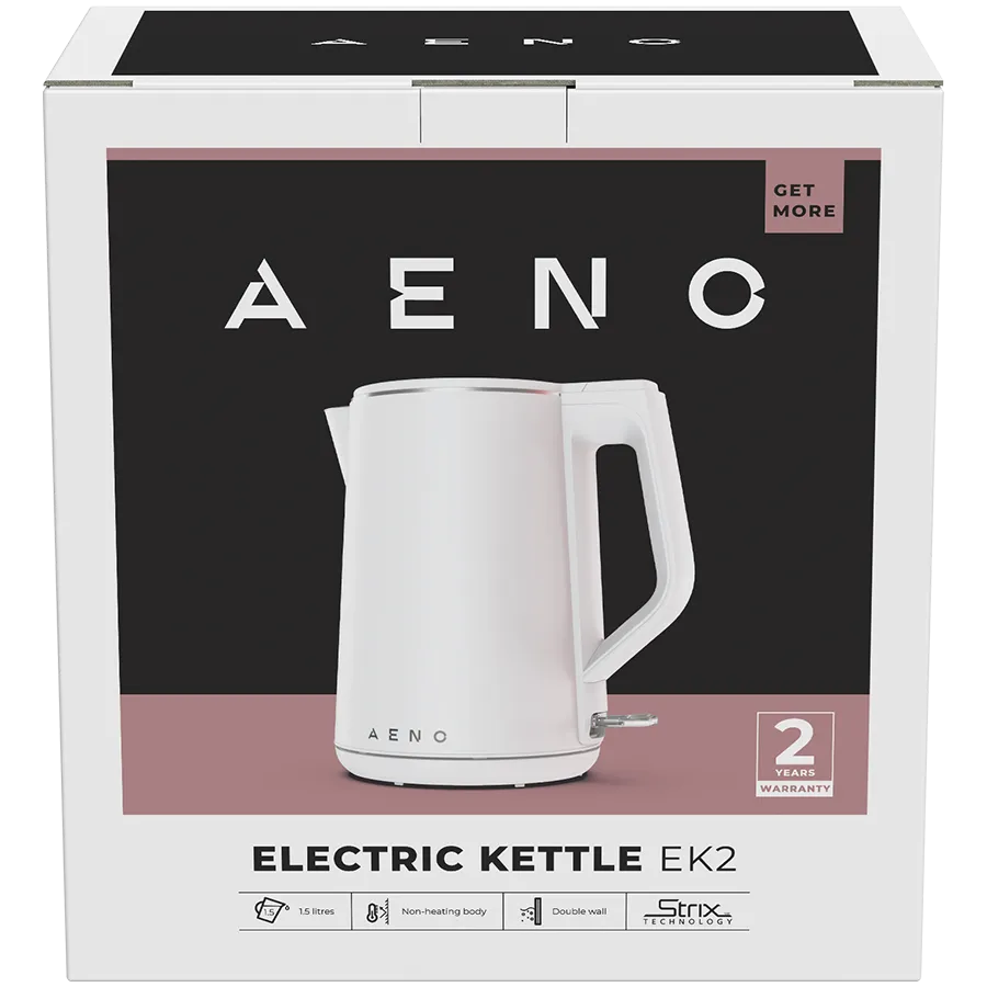 AENO Electric Kettle EK2: 1850-2200W, 1.5L, Strix, Double-walls, Non-heating body, Auto Power Off, Dry tank Protection Slika 3