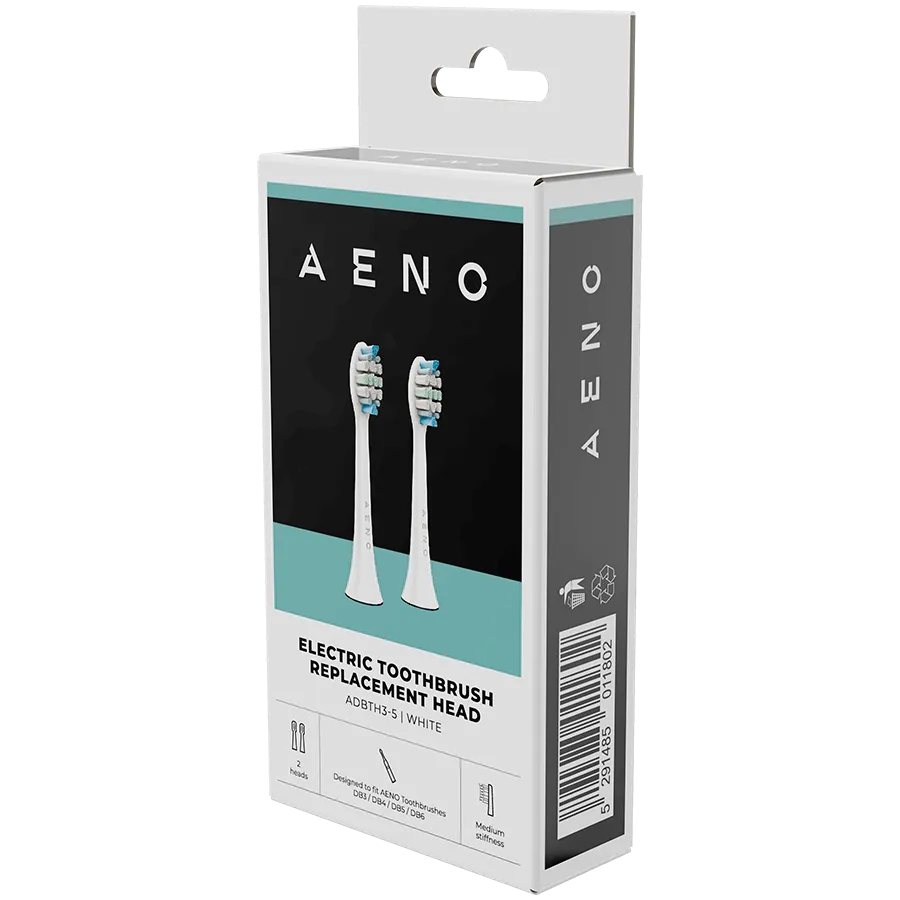 AENO Replacement toothbrush heads, White, Dupont bristles, 2pcs in set (for ADB0003/ADB0005 and ADB0004/ADB0006) Slika 3