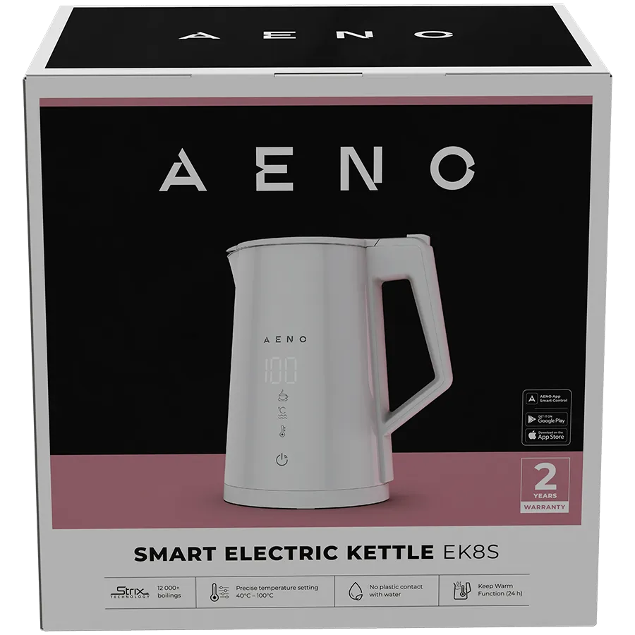 AENO Electric Kettle EK8S Smart: 1850-2200W, 1.7L, Strix, Double-walls, Temperature Control, Keep warm Function, Control via Wi-Fi, LED-display, Non-heating body, Auto Power Off, Dry tank Protection Slika 2