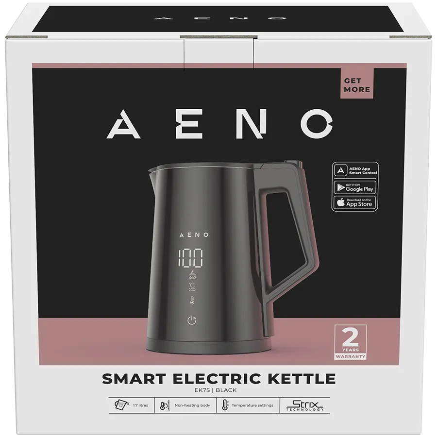 AENO Electric Kettle EK7S Smart: 1850-2200W, 1.7L, Strix, Double-walls, Temperature Control, Keep warm Function, Control via Wi-Fi, LED-display, Non-heating body, Auto Power Off, Dry tank Protection Slika 3