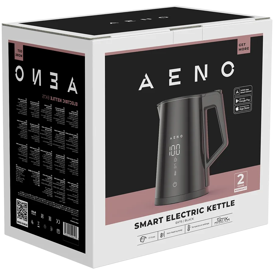 AENO Electric Kettle EK7S Smart: 1850-2200W, 1.7L, Strix, Double-walls, Temperature Control, Keep warm Function, Control via Wi-Fi, LED-display, Non-heating body, Auto Power Off, Dry tank Protection Slika 5