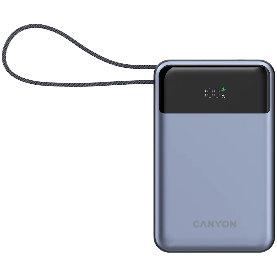 CANYON power bank OnPower 600 built-in cable 20000 mAh PD65W Dark Grey Slika 1