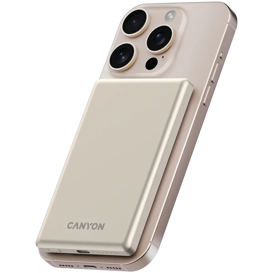 CANYON power bank OnPower 505 slim Magnetic 5000 mAh PD20W Beige Slika 6