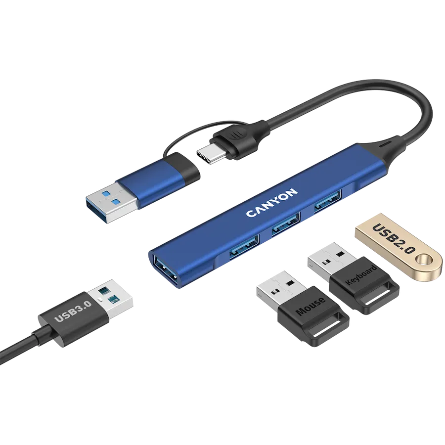 CANYON hub DS-02 4in1 USB-A/C Blue Slika 4