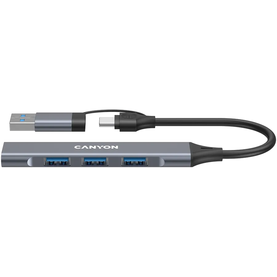 CANYON hub DS-02 4in1 USB-A/C Grey Slika 1