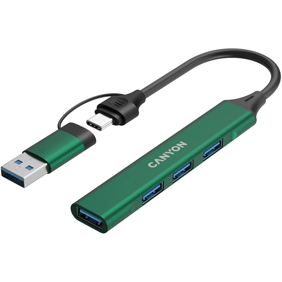 CANYON hub DS-02 4in1 USB-A/C Green Slika 3