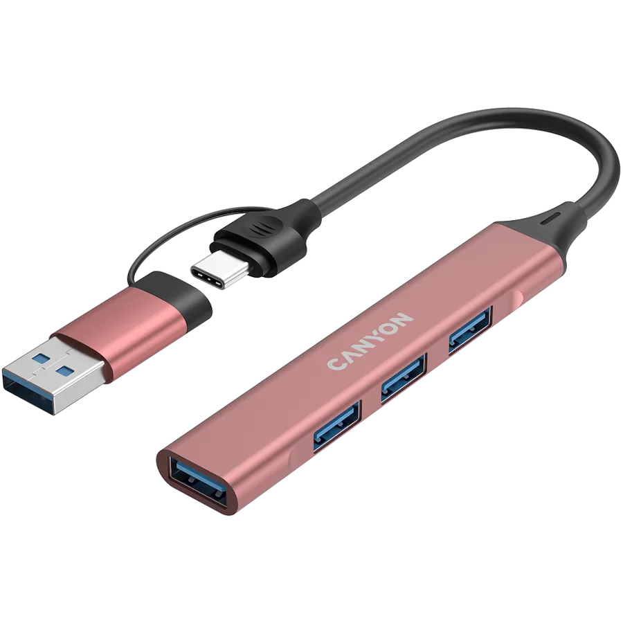 CANYON hub DS-02 4in1 USB-A/C Pink Slika 3