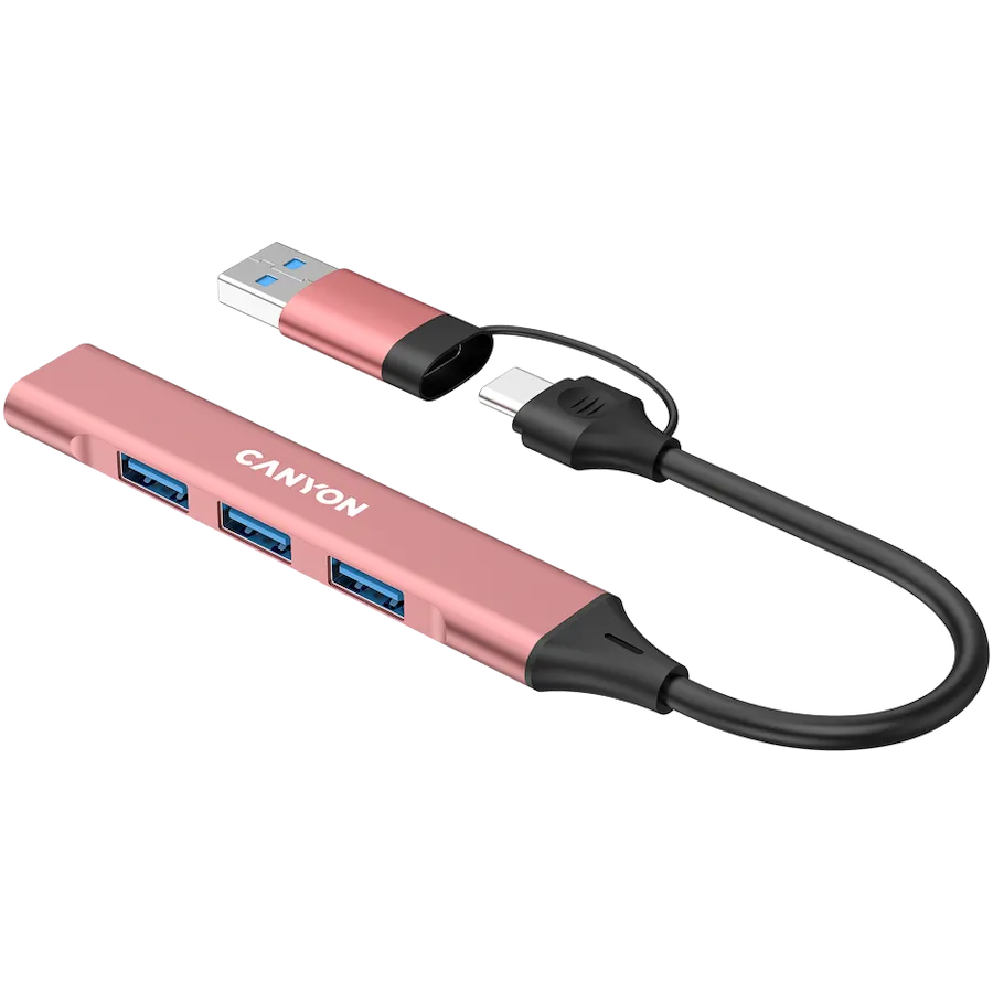 CANYON hub DS-02 4in1 USB-A/C Pink Slika 5
