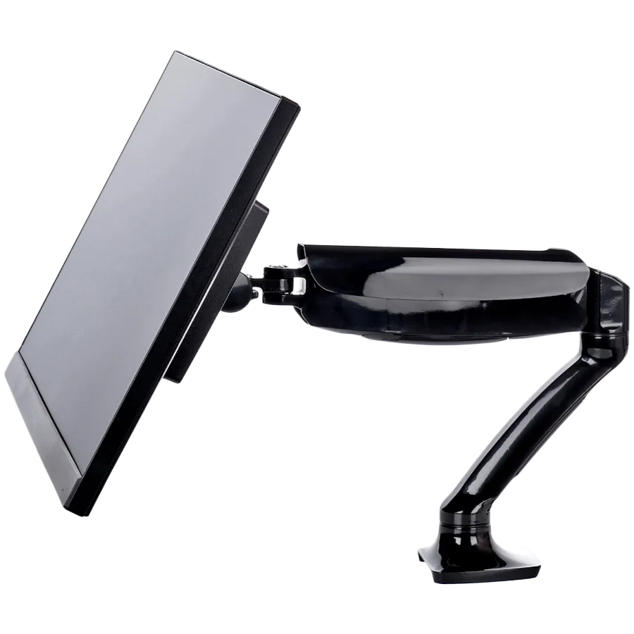 Flexible desk mount for single monitor with height adjustable gas spring. Deskmount with clamp or grommet. Monitor size 10~27", VESA 75x75 or 100x100mm, 1~5kg Slika 1
